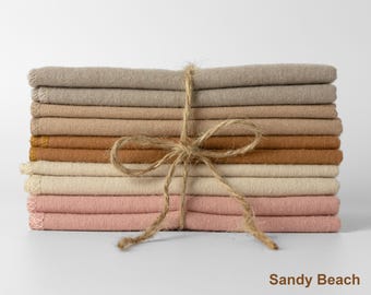 100% Cotton Flannel Towels Sandy Beach 10pc Set 1-ply Paperless Towels Reusable Wash Cloth Ocean Forest Gift Zero Waste Kitchen