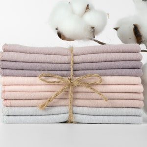 100% Cotton Flannel Towels 10pc 1-ply or 2-ply Paperless Unpaper Towels Reusable Wash Cloth Zero Waste Sustainable GIft 10pc Bubblegum Mix