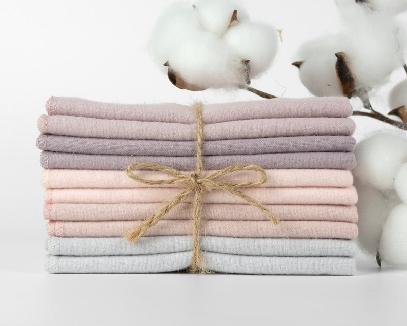 100% Cotton Flannel Towels 10pc 1-ply or 2-ply Paperless Unpaper Towels Reusable Wash Cloth Zero Waste Sustainable GIft 10pc Bubblegum Mix