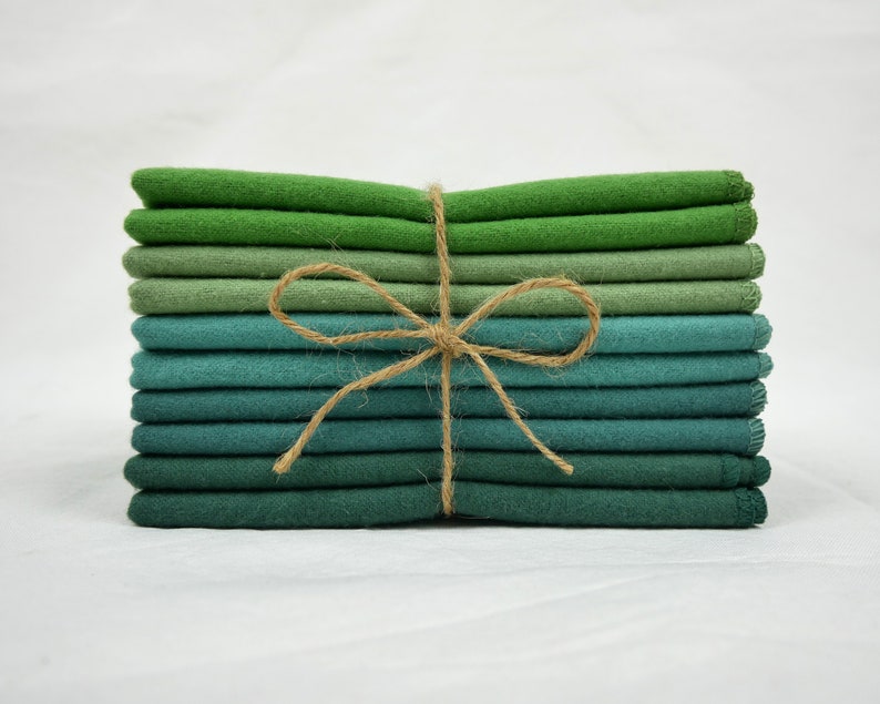 100% Cotton Flannel Towels 10pc Green Blue Set 1-ply Paperless Unpaper Towels Reusable Wash Cloth Ocean Forest Gift Zero Waste Kitchen image 5