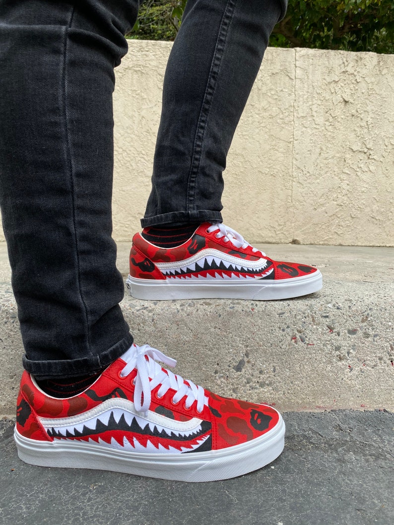 Red Bape Camo Vans Custom Etsy