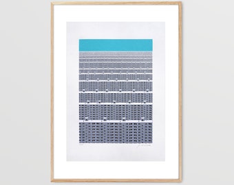 Infinite concrete, screenprint, screen print, czechoslovakia, brutalist architecture, handmade, brutalist poster