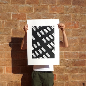 Stock of panels, concrete, screenprint, screen print, brutalist architecture, czechoslovakia, handmade, brutalist poster