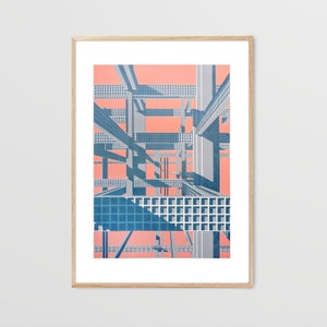 Megablock, screenprint, brutalist poster, screen print, czechoslovakia, brutalist architecture, handmade, megastructure