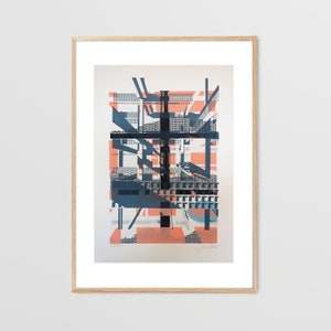 Megablock Monoprint, 1 original piece, screenprint, screen print, brutalist architecture, czechoslovakia, handmade, brutalist poster image 1