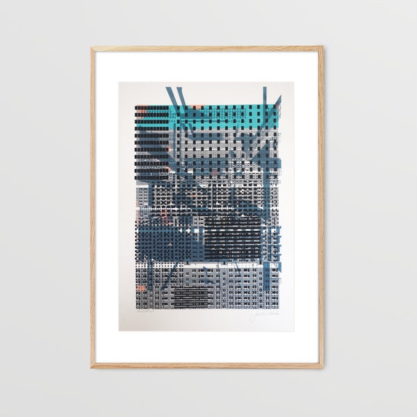 Waage, 1 original Stück, siebdruck, siebdruck, brutalist architektur, tschechoslowakei, handgemacht, monoprint, brutalist poster