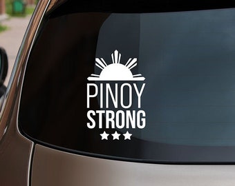 Filipino Pride Vinyl Decal - Pinoy Strong - Three Stars and Sun - Philippines Pinoy Pride - Weatherproof Laptop Car Bumper Sticker