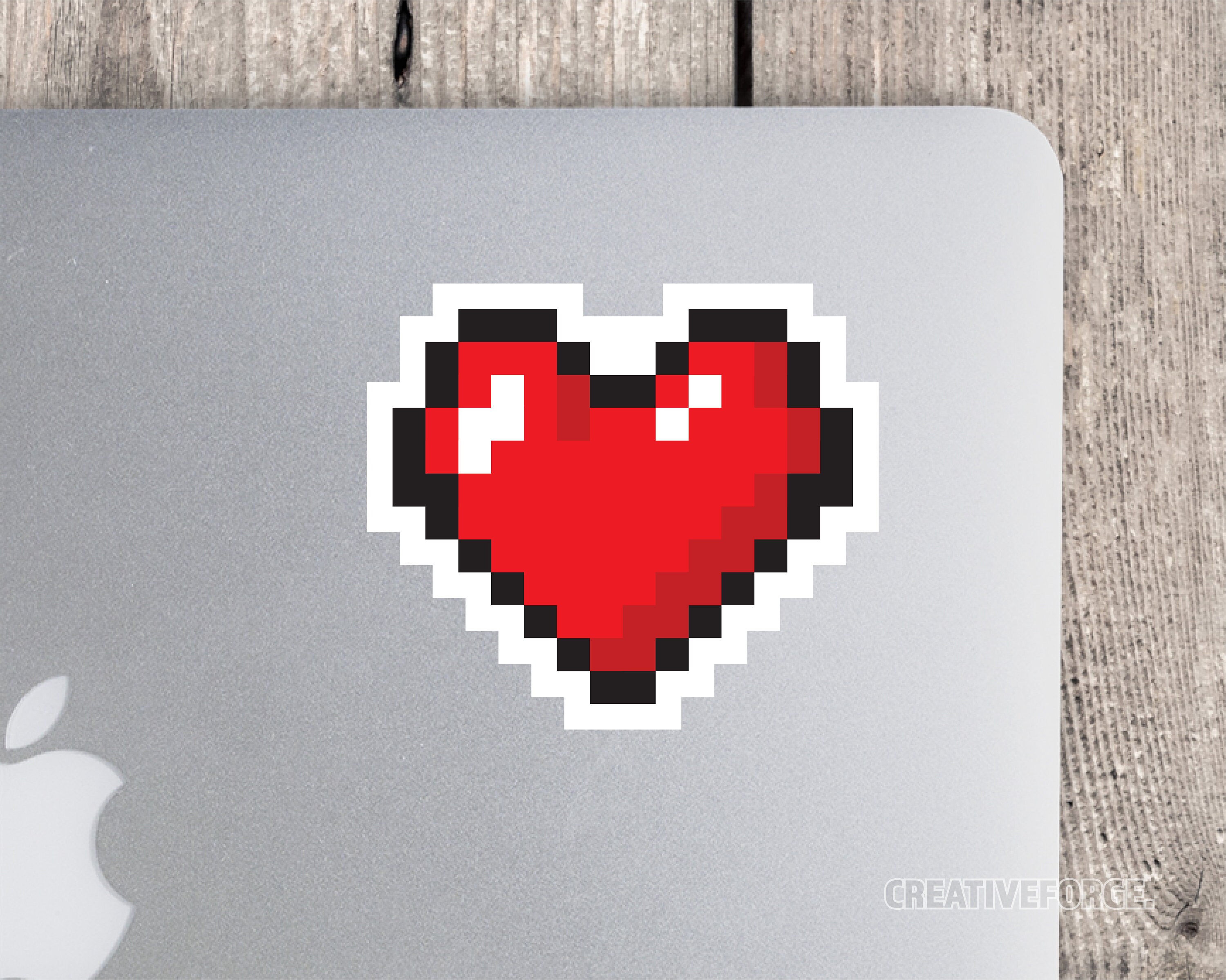 Autocollant Décalcomanie Cœur Pixel 8-bit - Vinyle Rouge Pour Téléphone, Ordinateur, Voiture