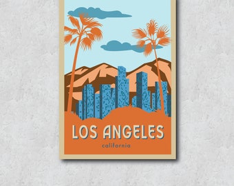 Los Angeles Sticker - Poster Style Illustration - City of Angels - Water-Resistant Vinyl Adhesive - Laptop Sticker