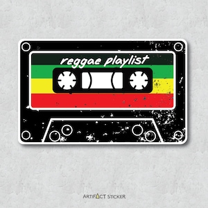 Vintage Cassette Deck Sticker - Reggae Playlist - Water-Resistant Water Bottle & Laptop Sticker