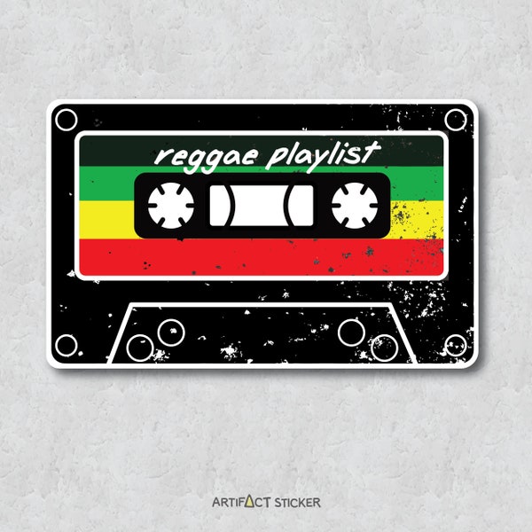 Vintage Cassette Deck Sticker - Reggae Playlist - Water-Resistant Water Bottle & Laptop Sticker