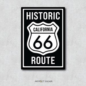 Historic Route 66 Sticker - Famous United States Road Sign - Road Trip Route - Minimal Design - Water-Resistant Vinyl Adhesive