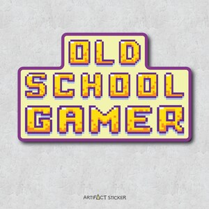 Pixel Style Old School Gamer Sticker - Video Game Retro Throwback - Laptop Sticker - Water Bottle Vinyl Decal
