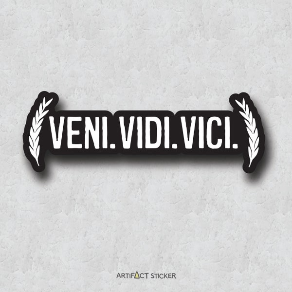 Veni Vidi Vici Sticker - I Came, I Saw, I Conquered Phrase - Water Resistant Vinyl Water Bottle Decal