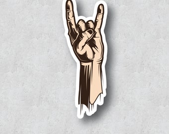 Devil Hands Sticker - Death Metal Band Icon - Sign of the Horns - Punk Rock Band - Colored Vinyl Adhesive