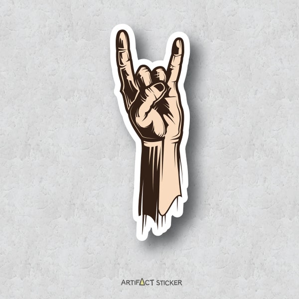 Devil Hands Sticker - Death Metal Band Icon - Sign of the Horns - Punk Rock Band - Colored Vinyl Adhesive