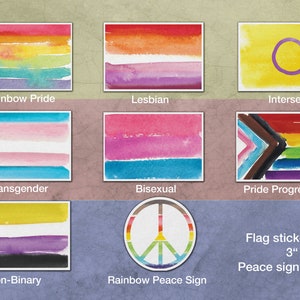 Stickers LGBTQ Pride Month - aquarelstijlillustratiepictogrammen - waterbestendige vinyllijm
