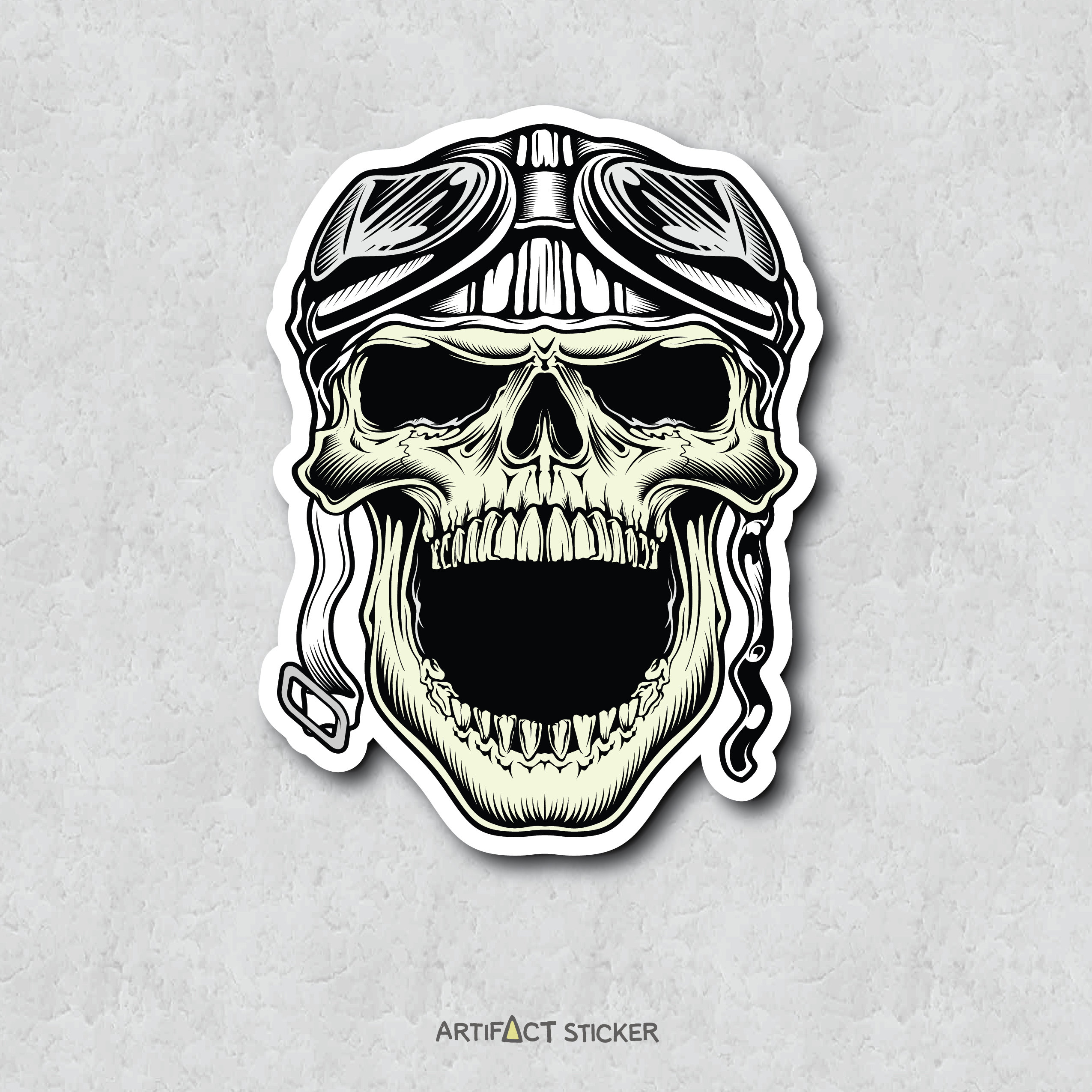 2 x Adesivi Vinile Stickers Divertente Skull Cranio Per Auto Moto
