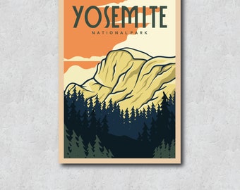 Yosemite National Park Sticker - Poster Style illustration - Sierra Nevada Mountains - California Landmark - Vinyl Adhesive - Laptop Sticker