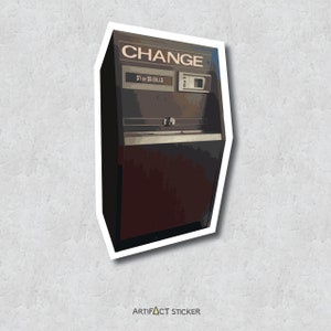 Retro Change Machine Sticker - Video Game Arcade Money Changer - Old-School Video Gaming Icon - Water Bottle Sticker