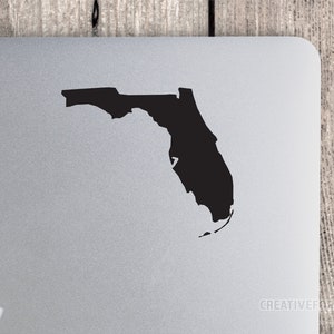 Florida State Vinyl Decal - The Sunshine State Silhouette - Miami Tampa Orlando - Laptop Tumbler Car Window Decal Adhesive