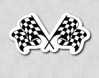 Checkered Flag Sticker - Finish Line Icon - Minimal Style Design Vinyl Adhesive - Laptop Sticker