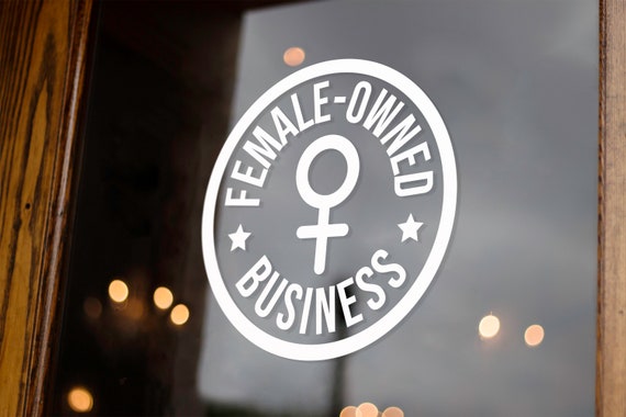 Female-Owned Business Decal - Small Business Storefront Signage - Female Gender Icon Sign - Weatherproof Outdoor Adhesive