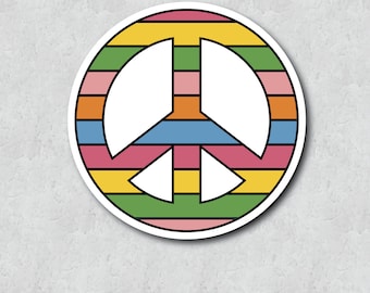 Multi-Colored Peace Sign Sticker - Hippie Movement Icon - 1960s & 1970s Era Water-Resistant Vinyl Adhesive - Laptop Sticker