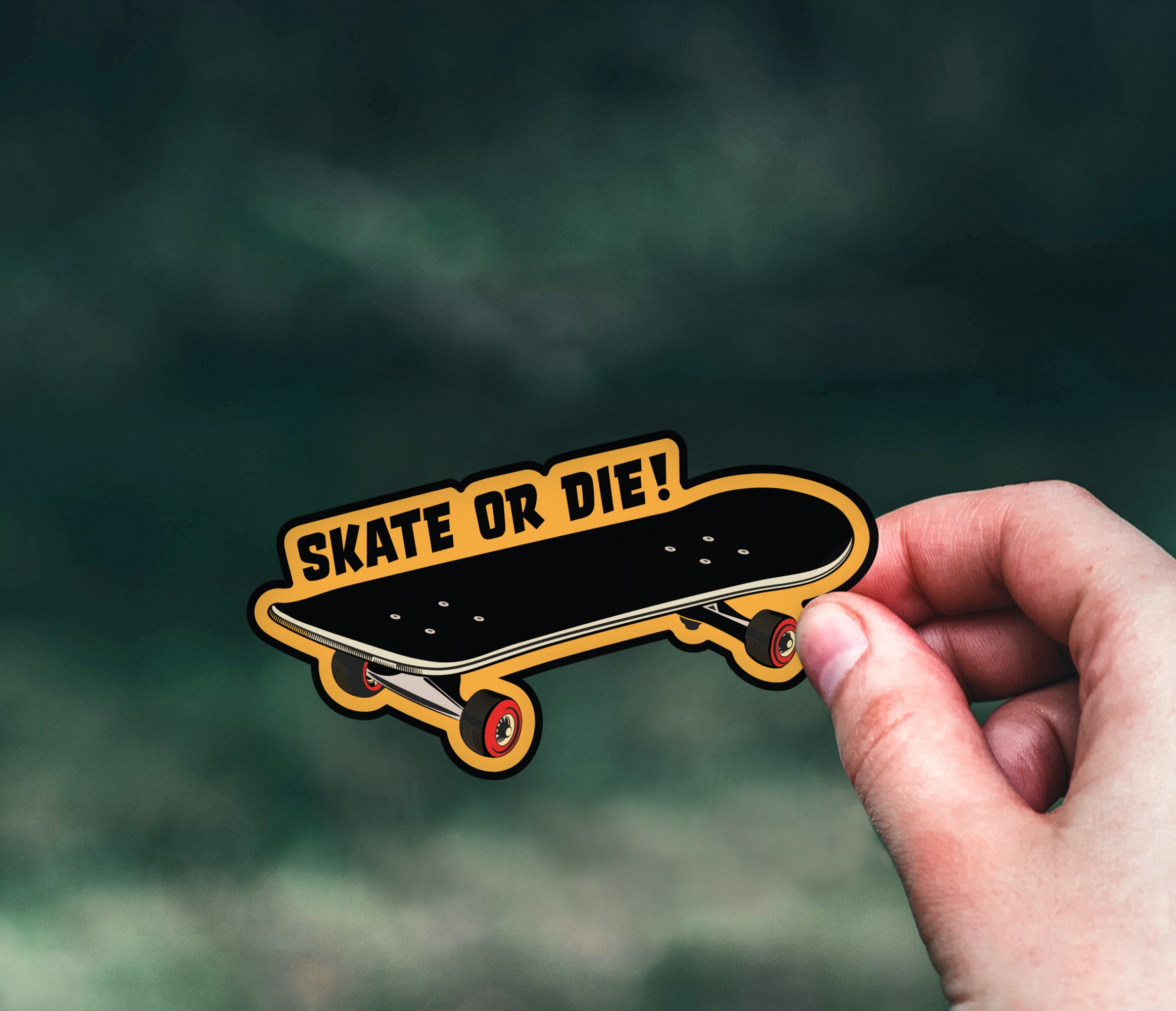 Skateboard Sticker - Skate or Die Phrase - Water-resistant Vinyl