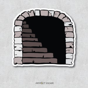 Dungeon Staircase Sticker - Role-Playing Video Game Adhesive - Medieval Castle Cellar Design - Laptop Sticker