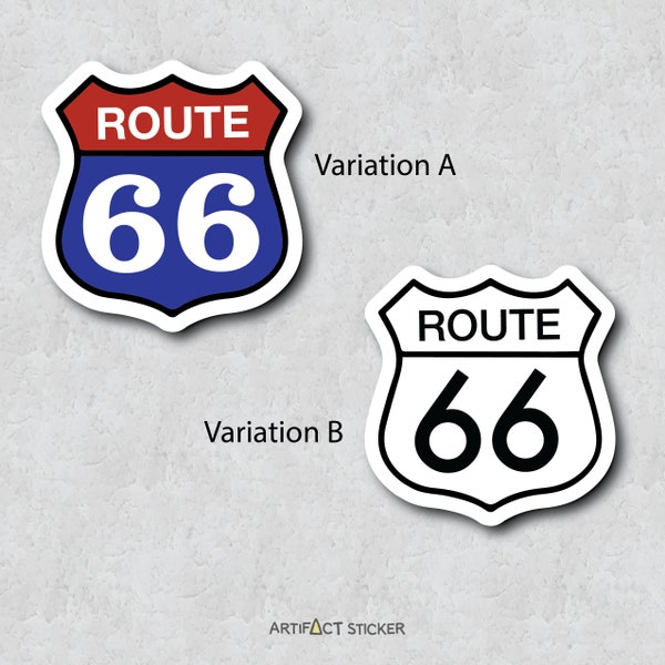 Route 66 Sticker - Famous United States Road Sign - Road Trip Route - Minimal Design - Water-Resistant Vinyl Adhesive