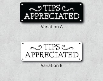 Tips Appreciated Sticker - Mason Jar Sign Restaurant Cafe  - Large  Colored Adhesive