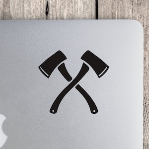 Dual Hatchet Vinyl Decal - Axe Throwing Modern Sport - Iconic Medieval Weaponry - Outdoor Weatherproof Adhesive