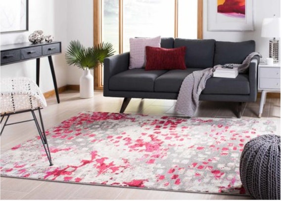 Abstract Lexington Collection Grey Red Rug Etsy