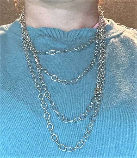 Continuous loop sterling silver 925 chain link ne… - image 3