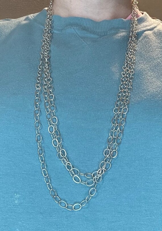 Continuous loop sterling silver 925 chain link ne… - image 2