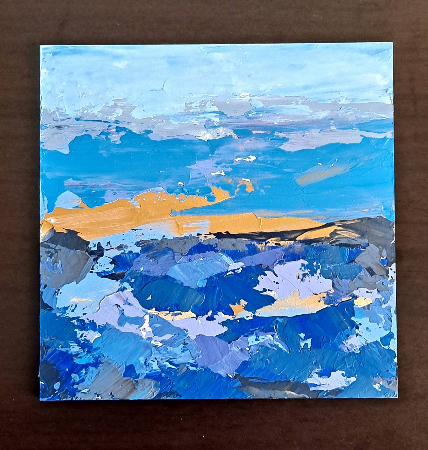 Original Oil Painting, abstract landscape, "Golden Gleam"