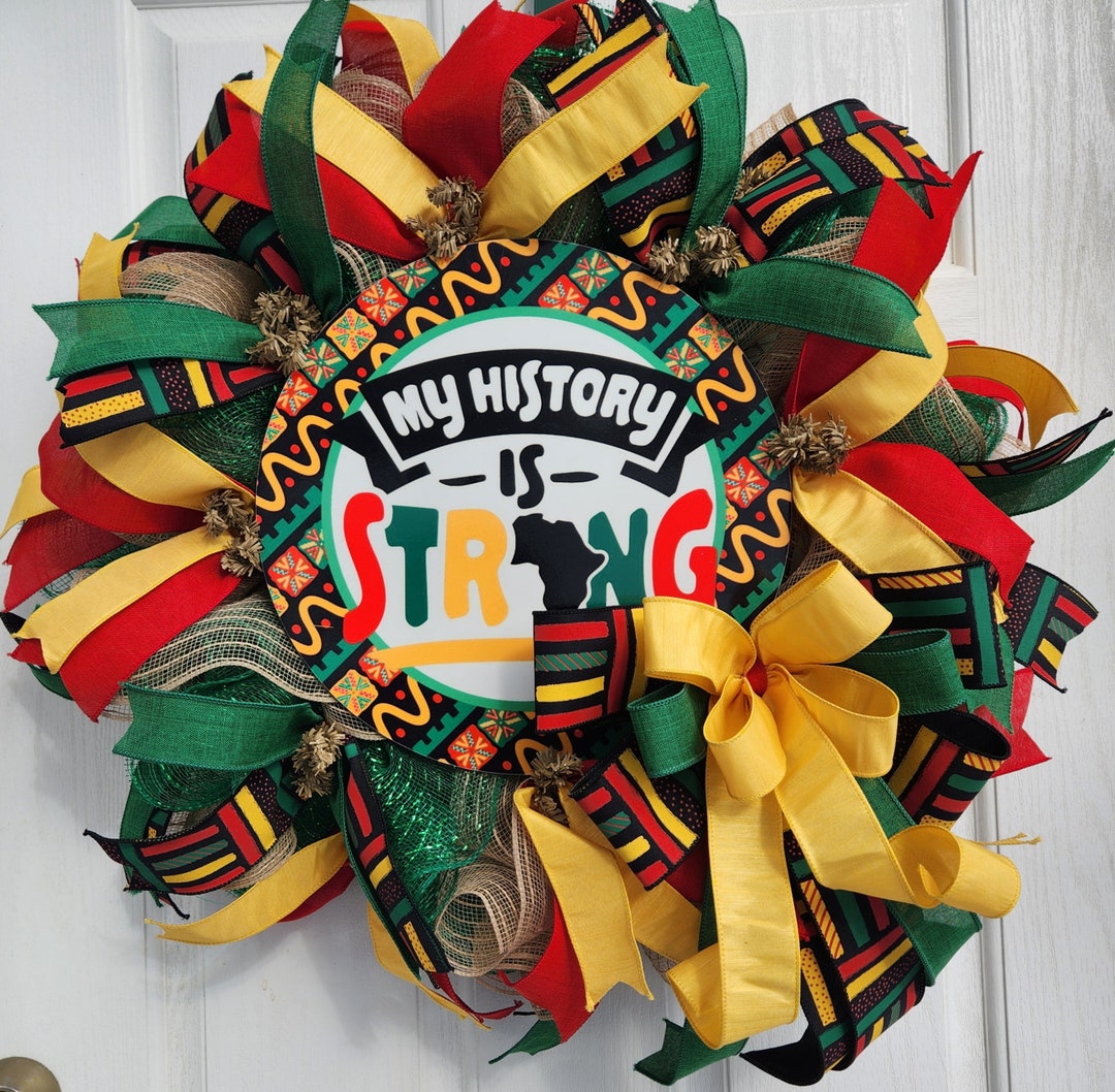 Black History Month Wreath: Pan African Colors, Afrocentric Home Decor ...