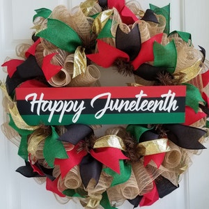 Happy Juneteenth Wreath/Freedom Day Wreath/Emancipation Day Wreath/Juneteenth Decor/Pan African Flag Wreath