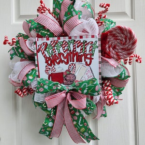 Peppermint Candy Christmas Wreath for front door Winter home decor Holiday Candy Striped Peppermint lollipop
