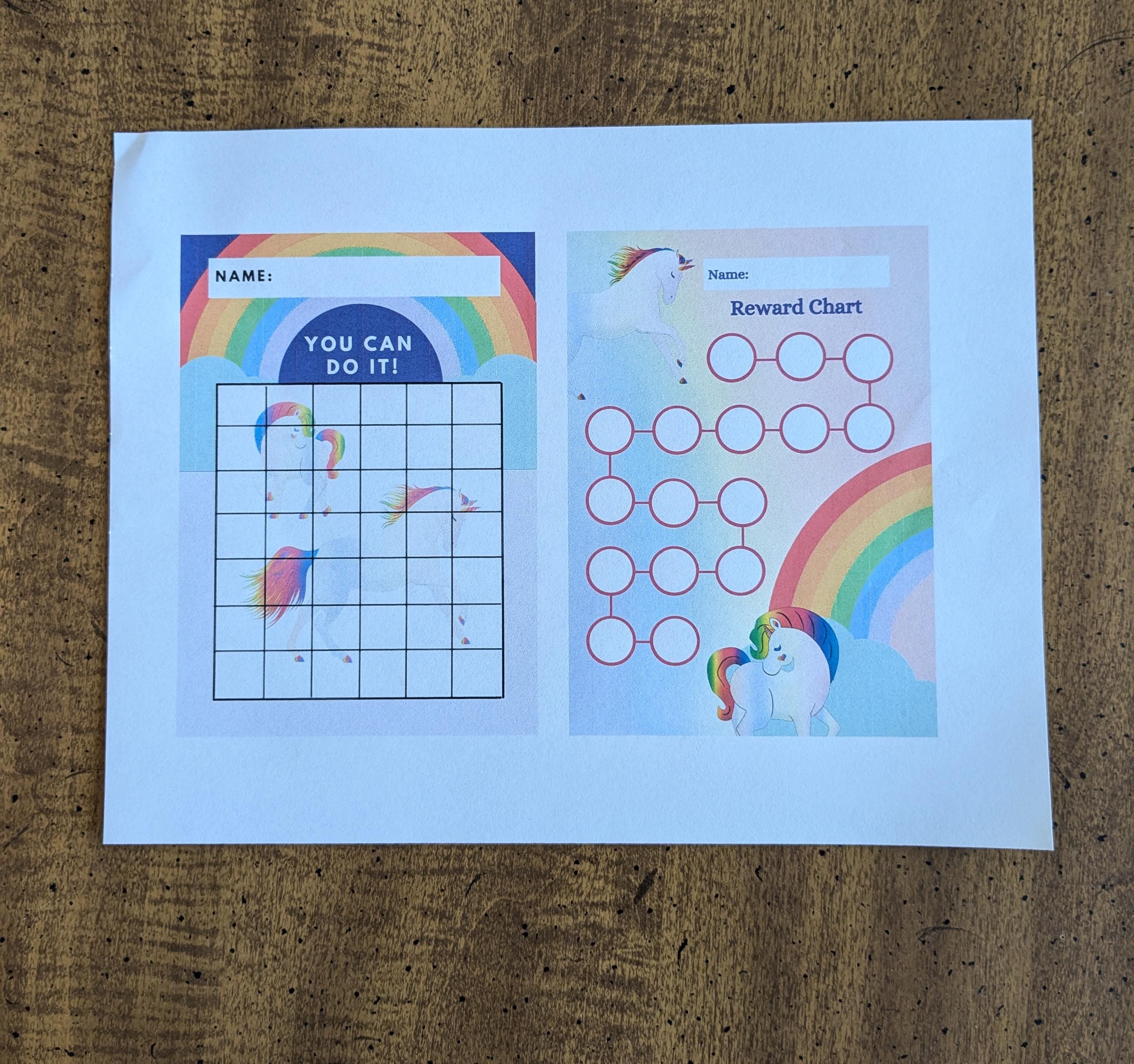 Unicorn Reward Chart Printable, Kids Behavior Tracker (digital Download ...