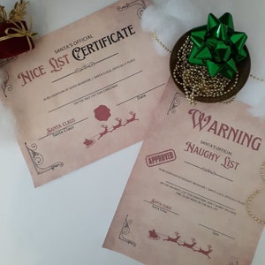 Magical Christmas Bundle: Nice List Certificate and Santa Warning for Kids - Instant Download