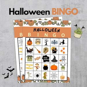 Cartelle del bingo di Halloween, bingo di Halloween per bambini, bingo di Halloween 30, gioco del bingo di Halloween