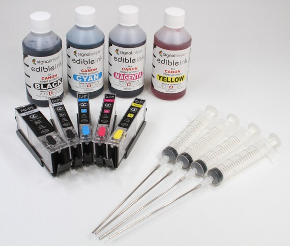 Ink Refillable Cartridges 50 Wafer & 25 Icing Edible Printer Kit-Canon MG5750