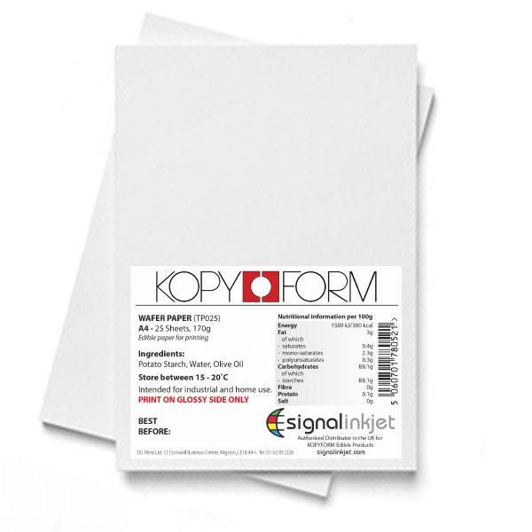 A4 Edible Wafer/Rice Paper for Printing Cake Toppers - KOPYFORM - 50 or 100 Sheet Packs!