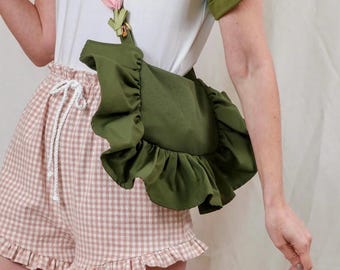 Petit sac à bandoulière à volants, patron de couture de sac à main, PDF imprimable A4 + patron et vidéo LETTER US, tutoriel photos