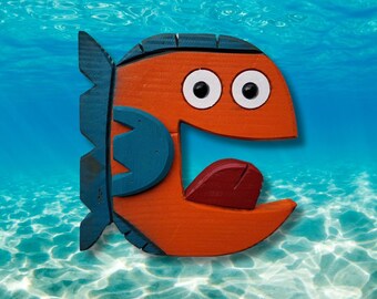 Fish, Handmade Wood Wall Art, Wall Hanging, Beach, Coastal, Colorful Gift