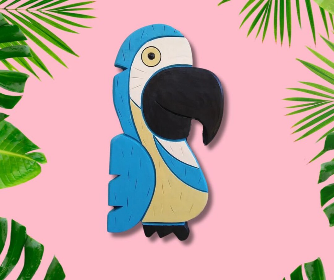 Macaw Parrot Handmade Beach Wood Wall Art Parrothead Bird Wall Hanging ... - Handmade Parrot And Macaw Cages