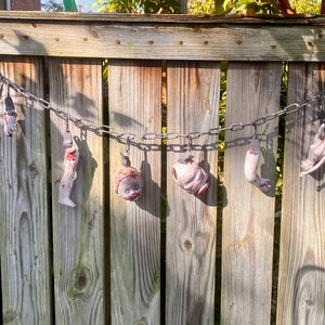 OOAK Baby Doll Head and Body Parts Halloween Decor Oddity Weird Prop Garland