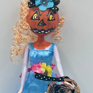 Barbie Pumpkin Head Art Doll Halloween Decoration Creepy Scary OOAK! I